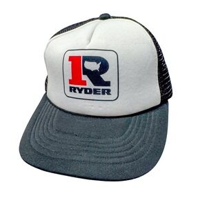 Ryder Hat Cap‎ Snap Back Mens One Size White Black Mesh Trucker Advertising